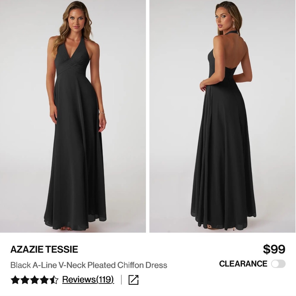 Azazie Tessie Elegant Black Backless Dress